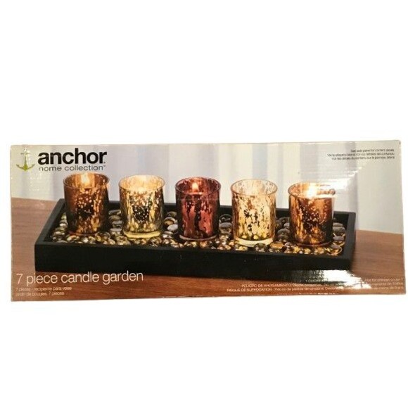 7 Piece Candle Garden Anchor Home Collection Candle holders, gems and tray - Picture 1 of 3